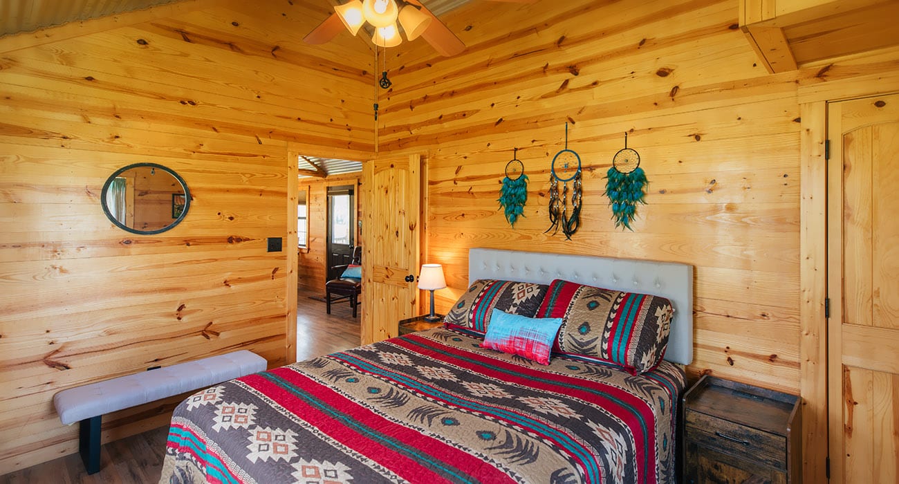 cabin bedroom view 