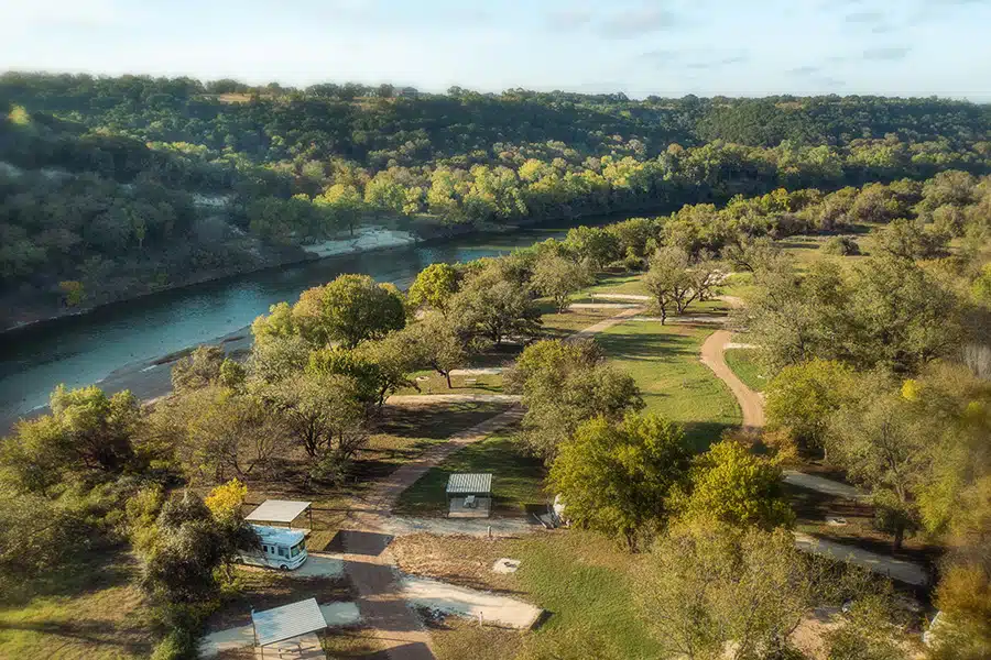 aerial image of campground